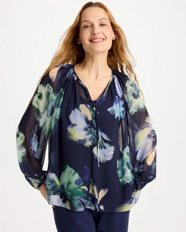 Crinkle Chiffon Tie-Front Blouse - image 2